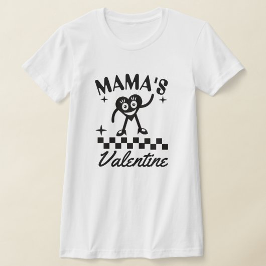 Mama's Valentine Retro Heart T-Shirt, Cute  Tシャツ (レイダウン)