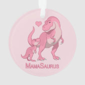 MamaSaurusのTレックスおよび女の赤ちゃんの恐竜 オーナメント (裏面)