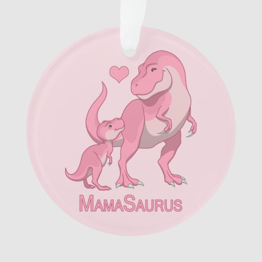 MamaSaurusのTレックスおよび女の赤ちゃんの恐竜 オーナメント (正面)
