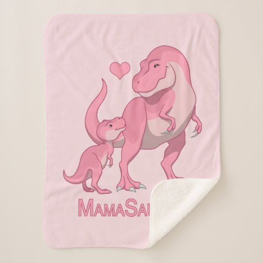 MamaSaurusのTレックスおよび女の赤ちゃんの恐竜 シェルパブランケット (正面)