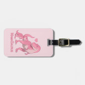 MamaSaurusのTレックスおよび女の赤ちゃんの恐竜 ラゲッジタグ (正面横)