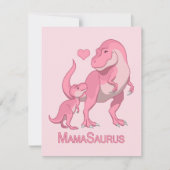 MamaSaurusのTレックスおよび女の赤ちゃんの恐竜 案内状 (正面)