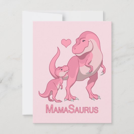 MamaSaurusのTレックスおよび女の赤ちゃんの恐竜 案内状 (正面)
