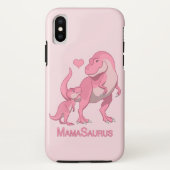 MamaSaurusのTレックスおよび女の赤ちゃんの恐竜 Case-Mate iPhoneケース (裏面)