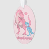 MamaSaurusのTレックスおよび男の赤ちゃんの恐竜 オーナメント (正面)