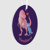 MamaSaurusのTレックスおよび男の赤ちゃんの恐竜 オーナメント (正面)