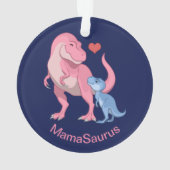 MamaSaurusのTレックスおよび男の赤ちゃんの恐竜 オーナメント (裏面)
