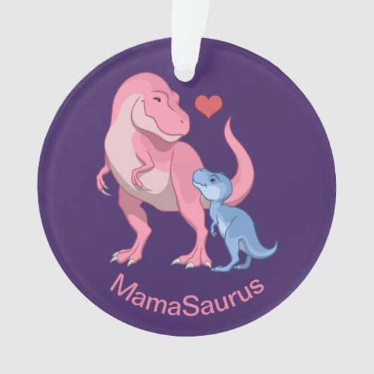MamaSaurusのTレックスおよび男の赤ちゃんの恐竜 オーナメント (正面)
