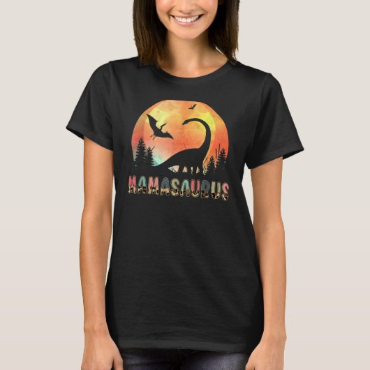 Mamasaurusレックスモマムダノヒョウ花レックスマム Tシャツ (正面)