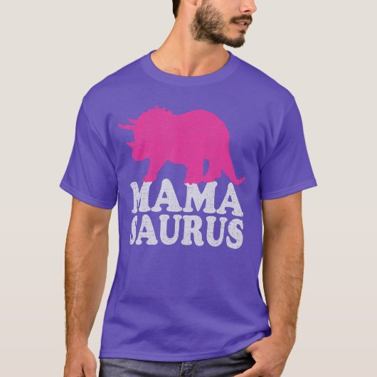 MAMASAURUS かわいいケラトプス 恐竜 ママ 友達 Tシャツ (正面)