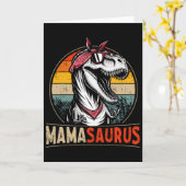Mamasaurus Dinosaur Mom For Mothers Day Christmas  カード (黄色い花)