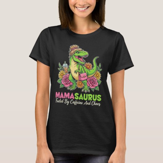 MAMASAURUS Fueled By Caffeine Tシャツ (正面)