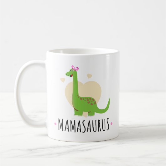 Mamasaurus Funny Dinosaur – Sweet Mom Gift コーヒーマグカップ (左)