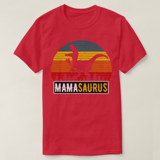 MamaSaurus Mom REx恐竜レトロ母 Tシャツ (デザイン正面)