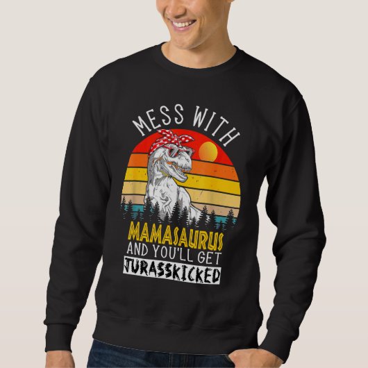 Mamasaurus Mommy Dinosaurus TレックスSaurus スウェットシャツ (正面)