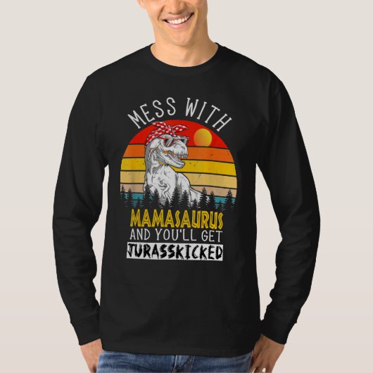 Mamasaurus Mommy Dinosaurus TレックスSaurus Tシャツ (正面)