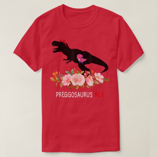 Mamasaurus Pregosaurusレックスおもしろい妊娠Kiを持つ Tシャツ (デザイン正面)