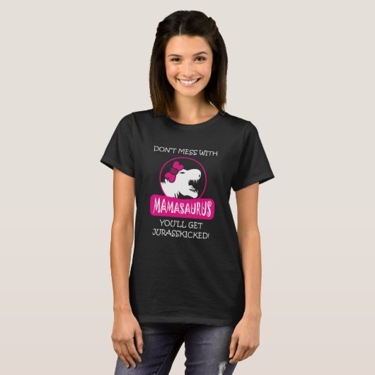 Mamasaurus Rex Dinosaurier Autismus Muttertag Tシャツ (正面フル)