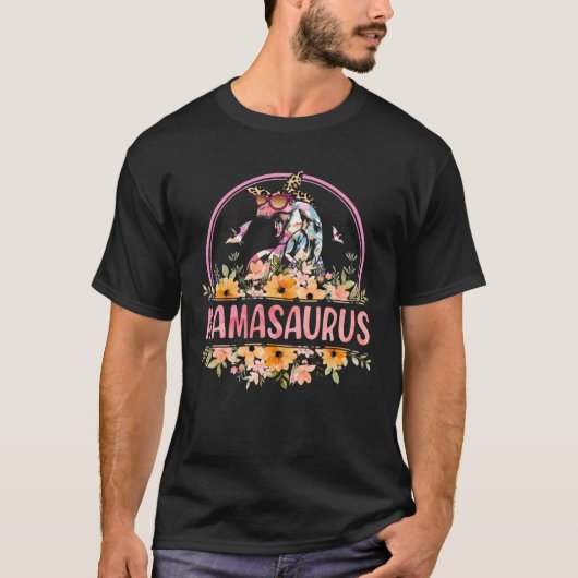 Mamasaurus Rex Mom Dinosaur Leopard Flower Rex Mam Tシャツ (正面)