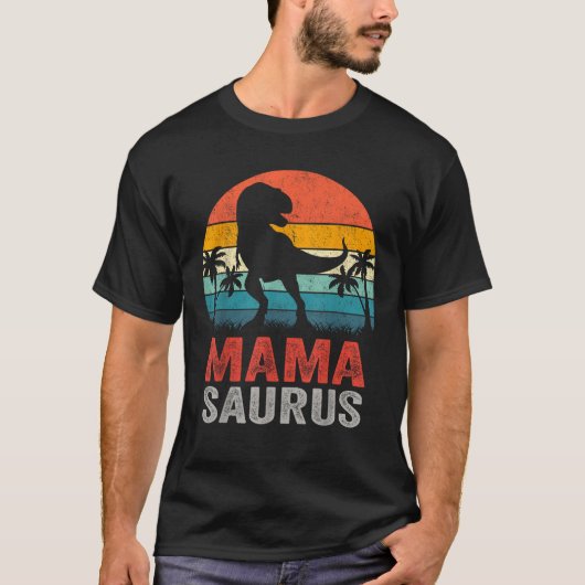 Mamasaurus Tレックス恐竜マおもしろいマサウルス家族 Tシャツ (正面)