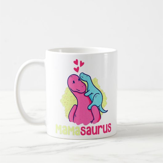 Mamasaurus Tレックス恐竜Mama Saurus母の日 コーヒーマグカップ (左)