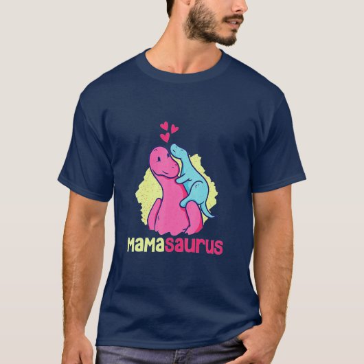 Mamasaurus Tレックス恐竜Mama Saurus母の日 Tシャツ (正面)