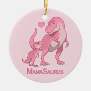 MamaSaurus T-レックスとベビーガール恐竜 セラミックオーナメント