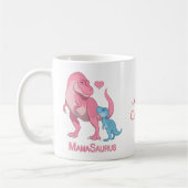 MamaSaurus T-Rex and Baby Boy Dinosaurs コーヒーマグカップ (左)