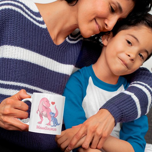 MamaSaurus T-Rex and Baby Boy Dinosaurs コーヒーマグカップ