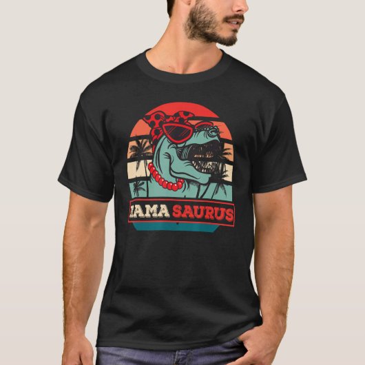 MAMASAURUS T-Rex Dinosaur Funny MAMA SAURUS Family Tシャツ (正面)