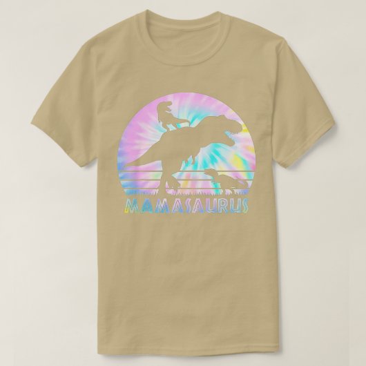Mamasaurus Tie Dye Sunset Funny Dinosaur Mother of Tシャツ (デザイン正面)
