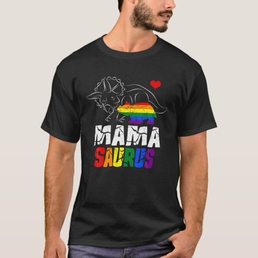 Mamasaurus Triceratops Mama SaurusレックスゲイLGBT Pr Tシャツ (正面)