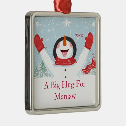 Mamawのクリスマスの雪だるまのオーナメントのための抱擁 メタルオーナメント (右)