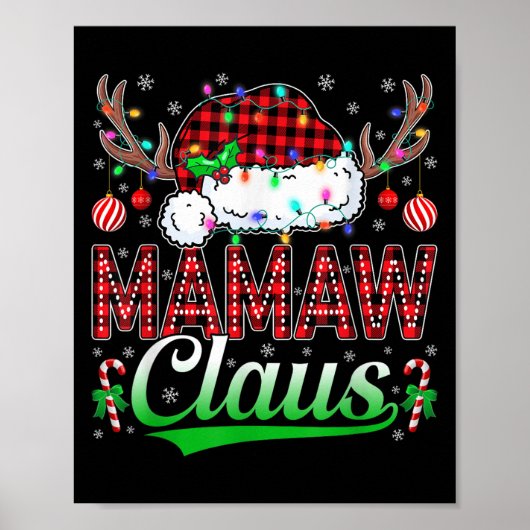 Mamaw Claus Christmas Lights Matching Family Xmas  ポスター (正面)
