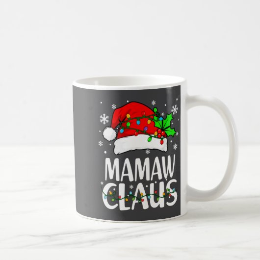 Mamaw Claus Christmas Lights Pajama Family Matchin コーヒーマグカップ (右)