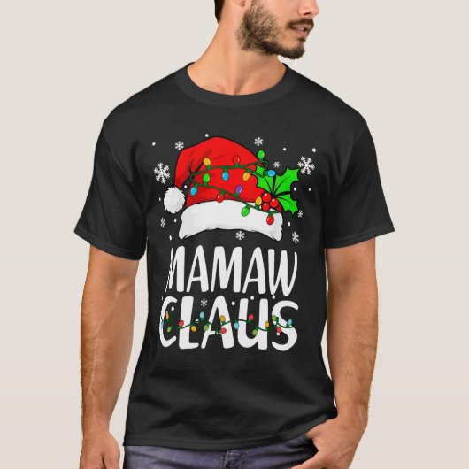 Mamaw Claus Christmas Lights Pajama Family Matchin Tシャツ (正面)