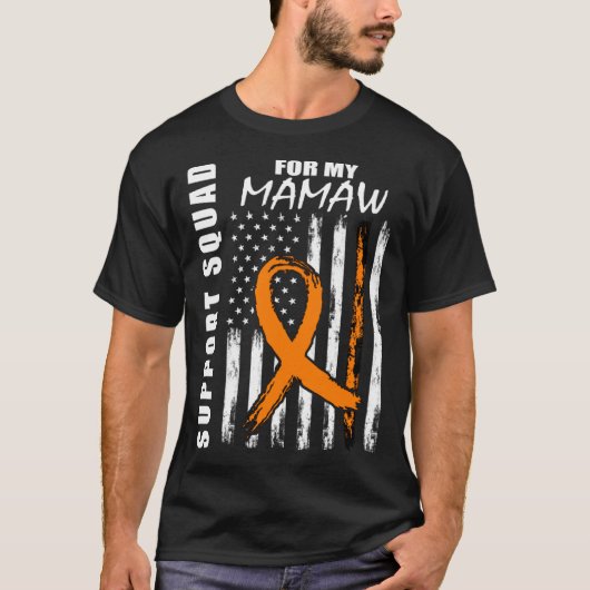 Mamaw Support Squad Leukemia認識度American Fl Tシャツ (正面)