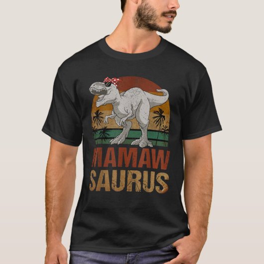 Mamawsaurus Tレックス恐竜Mamaw Saurus Mother s D Tシャツ (正面)