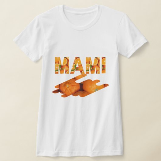 MAMI オレンジ・タイポグラフィー・アート Tシャツ (レイダウン)