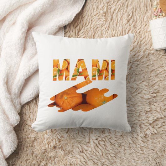 MAMI Orange Typography Art クッション (ブランケット)