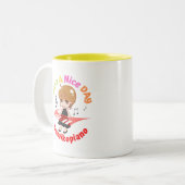 【mamikopiano】マグカップ White&Yellow /Mug ツートーンマグカップ (正面左)