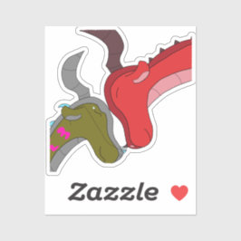 Mamma & Baby Dragon Love Custom-Cut Vinyl Sticker シール