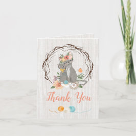 Mamma Kitty Cat with Kitten Thank you note card カード