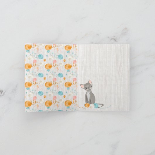 Mamma Kitty Cat with Kitten Thank you note card カード (内部)