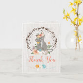 Mamma Kitty Cat with Kitten Thank you note card カード (黄色い花)