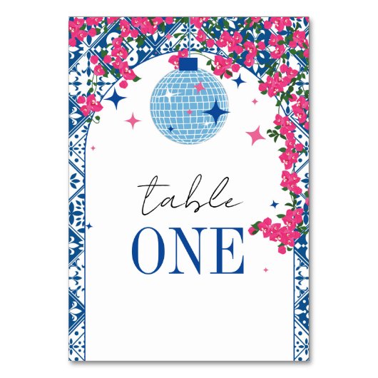 Mamma Miaピンクと青のテーブル番号 テーブルナンバー (正面)