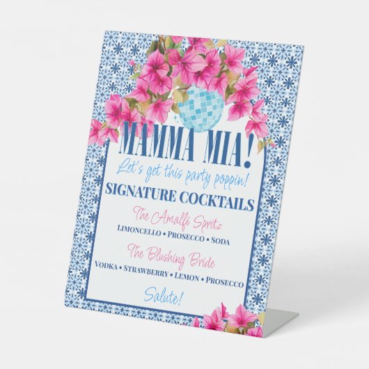 Mamma Mia! シグネチャー・カクテル 台座サイン (正面)