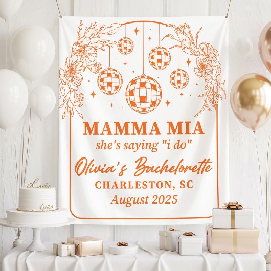 Mamma Mia Bachelorette Party Banner, She's Saying タペストリー