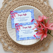 Mamma Mia Blue Tile Pink Flower Diaper Raffle Game エンクロージャーカード