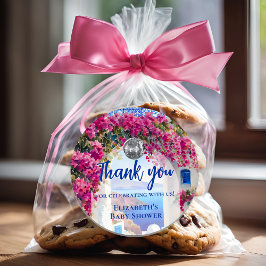 Mamma Mia Greek Disco Ball Blue Tiles Thank You ラウンドシール